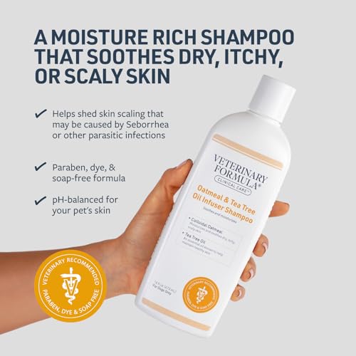 Veterinary Formula Clinical Care Dog Shampoo with Oatmeal and Tea Tree Oil, 16 oz – Gentle Shampoo for Dogs with Dry Skin, Soothes and Adds Moisture to Skin and Coat