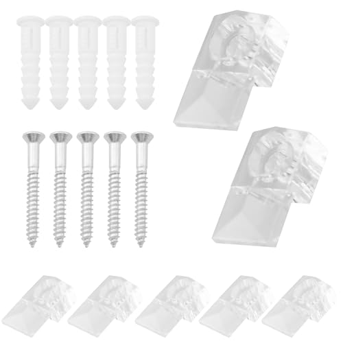 Image of 30 Sets of Transparent Plastic Heavy Duty Clamp with Screws 0.8x0.5 in Wall Mirror Clamp Wide Groove Hanger Kit for Glass Mirror Cabinet Wall Window and Cabinet Door