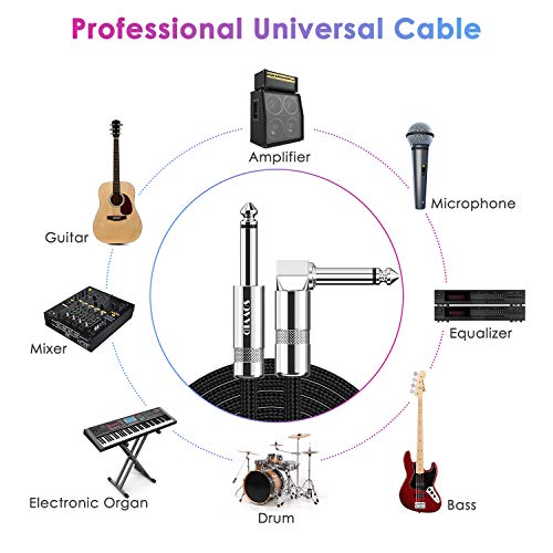 image for Sovvid 10FT 2 Pack Instrument Cable - Electric Guitar & Bass Guitar Ca