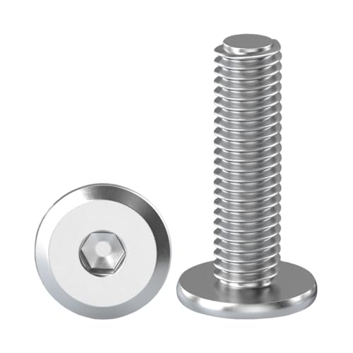 Drenky M8 Furniture Bolts, Flat Head Screw 25mm Hex Bolt 304 Stainless Steel Fully Thread Machine Screws 10 Pack Joint Connector