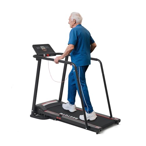 Senior Fitness Treadmill, Walking Treadmills with Long Handrail for Balance, Low Step-Up Height, Motorized Walking Treadmill for Elderly, Recovery & Home Exercise