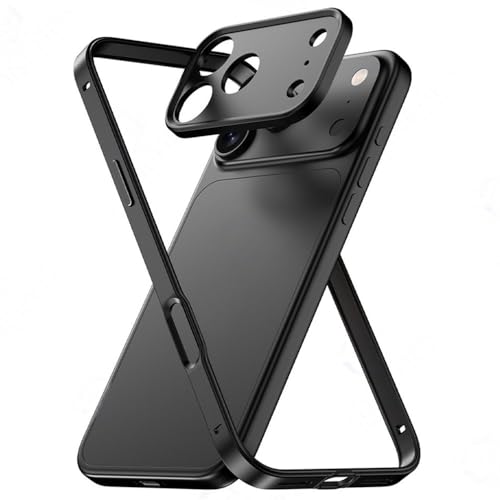 Coque aluminium iPhone 16 hybride silicone rigide et antichoc noire