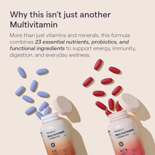 Image of The Good Bug Multivitamin Tablets with Probiotics | 23 Essential Vitamins & Minerals | With Panax Ginseng (Men) | Supports Energy, Immunity, Gut Health & Daily Wellness | 60 Tablets