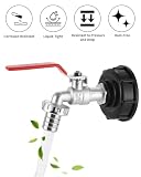 FAOKZE IBC kran spustowy, 1000 l, z aluminiowego zaworu kulowego z przyłączem 3/4 cala, adapter IBC do kranu zbiornika, zbiornika na wodę deszczową IBC