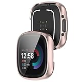 AISPORTS 2 Pack Watch Case Compatible for Fitbit Sense 2 Screen Protector, Hard PC Bumper Case HD Clear Tempered Glass Film Scratch Resistant Full Coverage Protective Case Cover for Fitbit Versa 4 - Image 7