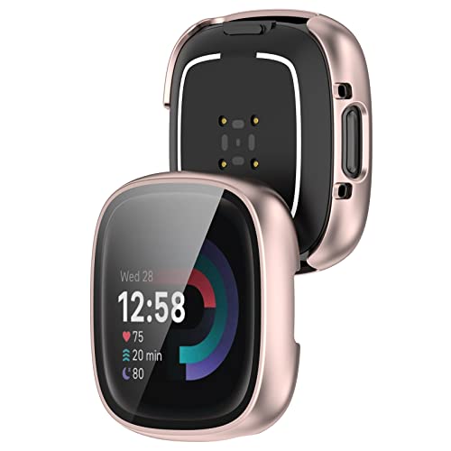[2-Pack] Senter Case Cover for Fitbit Versa 4?Sense 2, Soft TPU All-Around Bumper with Built-in Screen Protecto for Fitbit Versa 4?Sense 2 Smart Watch
