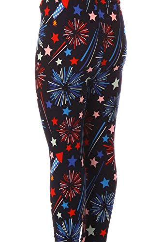 Izzyzx Kid's 4Th Of July Fireworks American Flag Pattern Printed Leggings - S/M #TOP1
