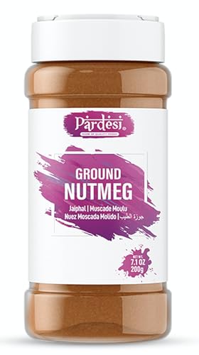 PARDESI Ground Nutmeg 7.1 OZ (200g) Jaiphal Powder - Resealable Jar Packaging | Authentic Indian Spice Blend | Vegan, Gluten-Free | Perfect for Baking, Cooking & Desserts.