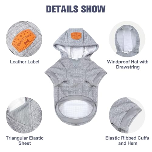 Image of BEAUTYZOO Dog Hoodies Sweater for Medium Dogs, Waffle‑Like Laminated Coat