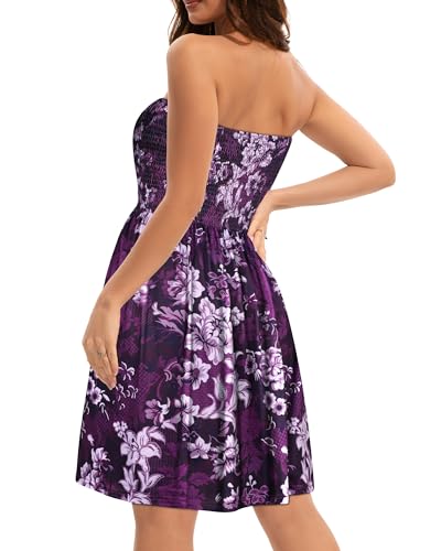 Image of elescat Summer Dresses for Women 2026 Strapless Casual Beach Cover Ups Tube Top Sundress