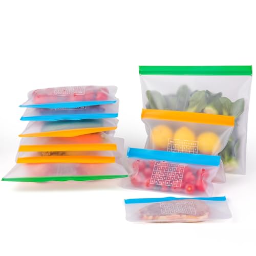 10 Pack Reusable Freezer Bags Dishwasher Safe BPA Free, Leak-Proo...