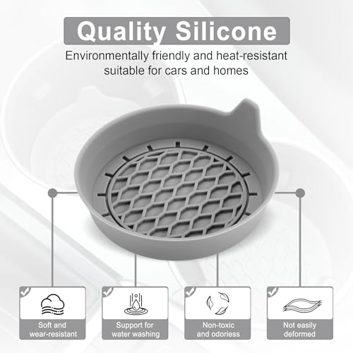 Image of SINGARO Car Cup Holder Coaster, Silicone Cup Holder Insert, Universal Non-Slip Cup Holders, Car Accessories Interior for Women and Man 4 Pack Gray