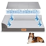 WARKEY Cooling Dog Bed for Large Dogs, Orthopedic Dog Bed with Cooling Gel Mat, Removable Washable Cover, Waterproof Lining, Non-Slip Bottom, Summer Pet Bed for Sleeping, Size:40'*32'*8'