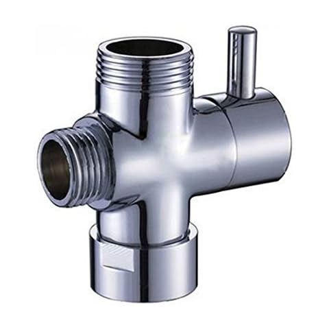 Chrome 3 Way Shower Arm Diverter Valve Solid Brass Round 3/4" Top and Bottom, 1/2" Side, Replacement for Handshower Bathroom Shower System Part Cover