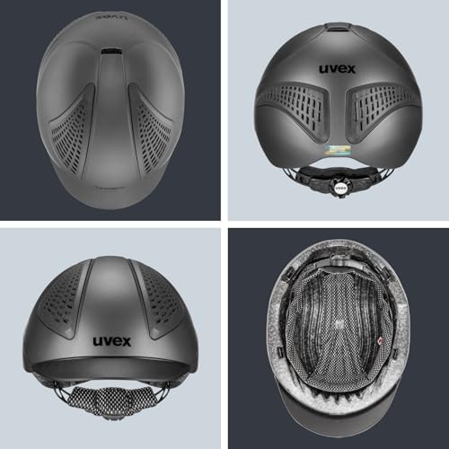 uvex exxential III - Leichter Unisex Reithelm - individuelle Größenanpassung - Anthracite mat XS-S