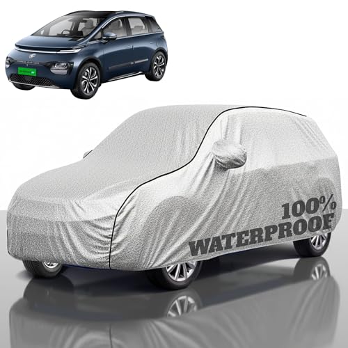 Image of Premium Polyester Car Cover MG Windsor EV All-Weather Protection from Rain, Dust & Sun | UV Resistant Fabric | Full Body Secure Fit for Outdoor & Indoor Parking Silver