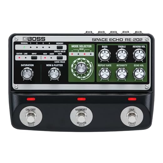 BOSS RE-202 Space Echo | Pedal de efectos de reverb y delay con eco de cinta | Recreación moderna del mítico Roland RE-201 Space Echo | Estéreo verdadero | Reverb de muelles | Wow & Flutter