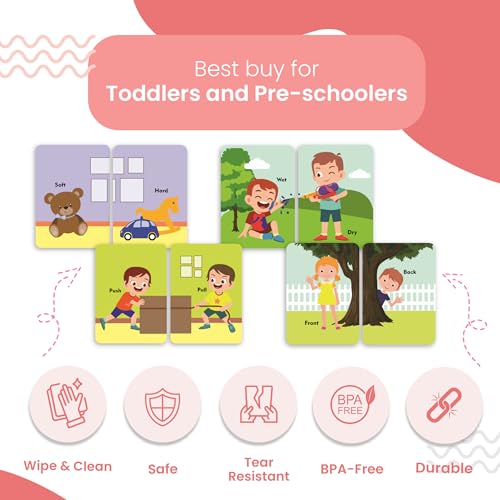 Image of Opposite Words Flash Cards | 36 Laminated Cards | Age Group: 2-4 Years | Science Educational & Fun Activity for Kids
