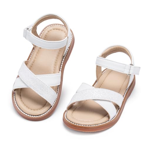 Image of Kolan Toddler Girl Sandals Open Toe Flat Princess Dress Shoes Little Kids