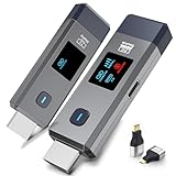 Wireless HDMI Transmitter and Receiver 165ft/50m for 4K Decode Input 1080P Output Plug&Play Portable 2.4G/5.8G for Video and Audio to Monitor from PC/Projector/TV Box, with Display Screen