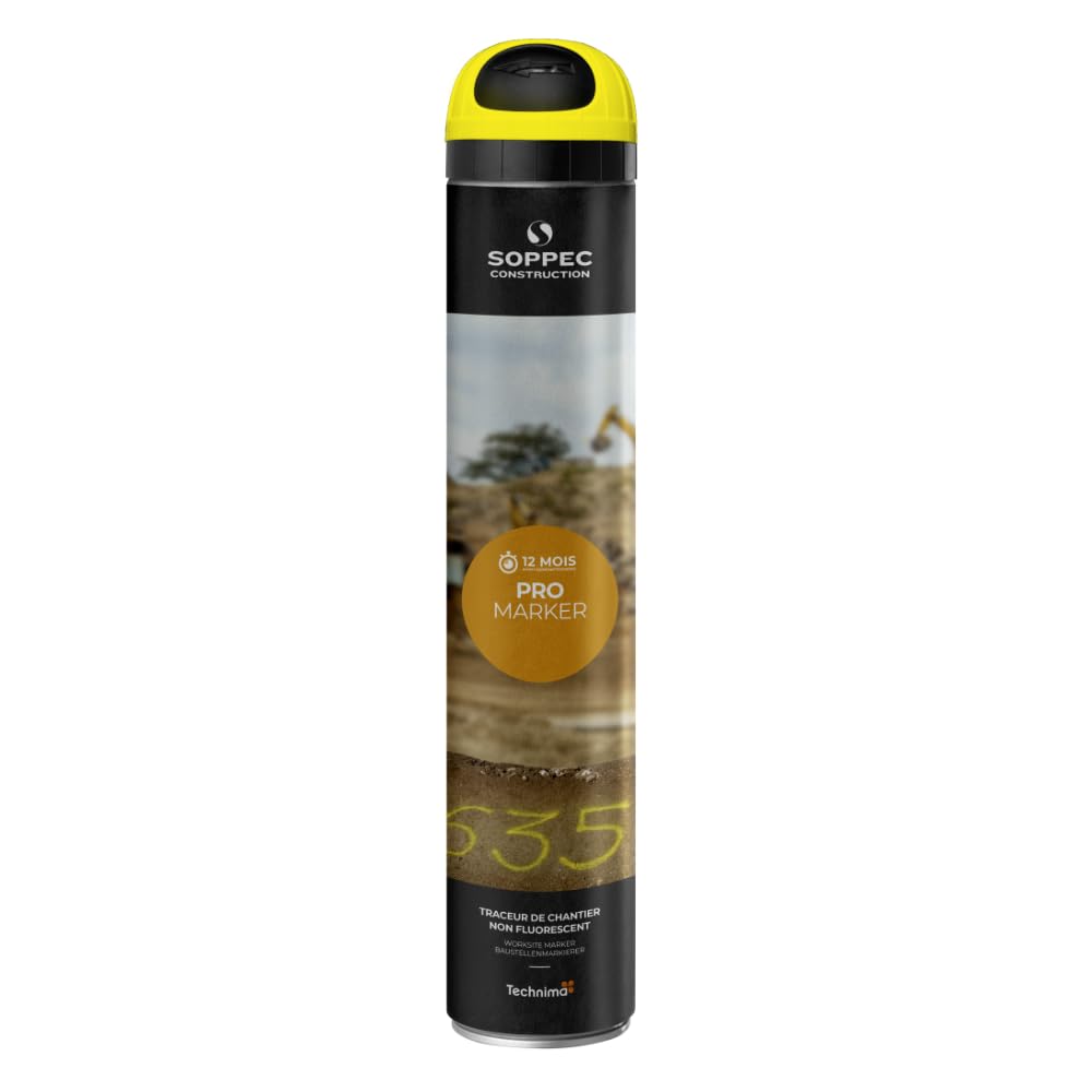Soppec Yellow Line Marking Spray 750ml Temporary Pro Marker Paint Survey x12