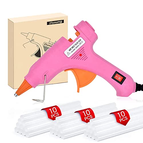 Mini Hot Glue Gun 30pcs Glue Stick Hot Glue Gun Set for Quick Fix Artist DIY Art Home 20w Pink
