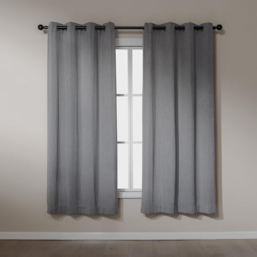 Image of Amazon Basics Chenille Room Darkening Curtains, Light Filtering Window Drapes for Bedroom and Living Room, 2-Panel Set with Grommets, 52 inch W x 72 inch L, Grey Classic