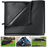 Honsaifau Waterproof Tarpaulin Outdoor Cover: Black 2m x 2m 420D Oxford Fabric Tarp Sheet with Reinforced Loops - Tear-Resistant UV Protection for Camping Garden Shed Furniture Trailer