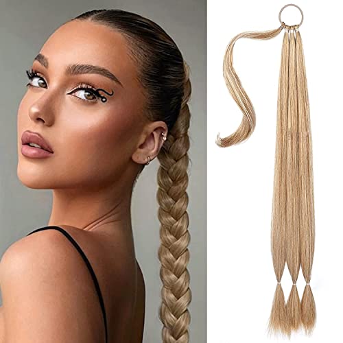 Foto von Braid Extensions Pferdeschwanz Verlängerung, Natürliches Kunsthaar Zum Einflechten Lang Ponytail mit Haargummi Haarteil für Frauen Haare Zum Einflechten Pferdeschwanz Haarteil, 31.5zoll/ 80cm
