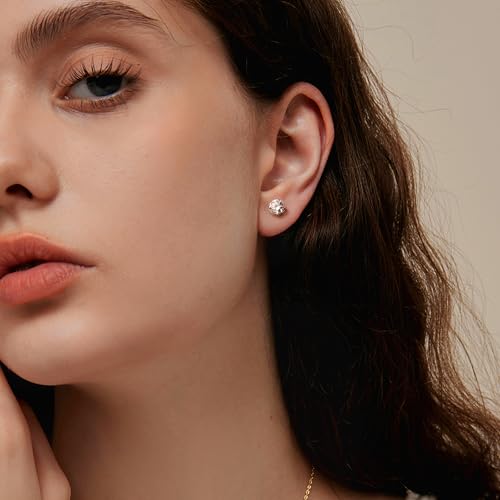 Moissanite Stud Earrings for Women 2CT Total D Color VVS1 Hypoallergenic 925 Sterling Silver Diamond-Like Round Cut Earrings Wedding Anniversary Jewelry Gift2