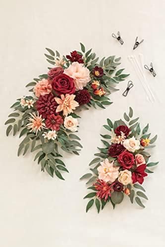Serra Flora Wedding Arch Flowers Swags Kit (Pack Of 2) For Diy Artificial Peony Greenery Arrangements Party Welcome Ceremony Sign And Reception Backdrop Floral Decoration (Red #TOP5