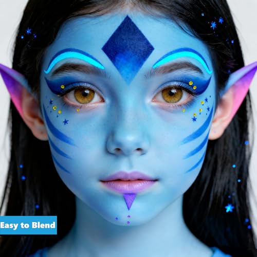 image for Go Ho Cream-Blendable Light Blue Face Paint Stick (1.06 Oz),Full-cover