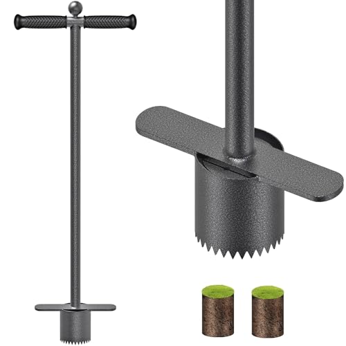 Dolibest Maceta de bulbos, 83 cm de largo, con mango largo, multiherramienta para plantar flores y césped, 9 cm de profundidad, sierra afilada, patata, tulipán, narciso, herramienta de jardín con