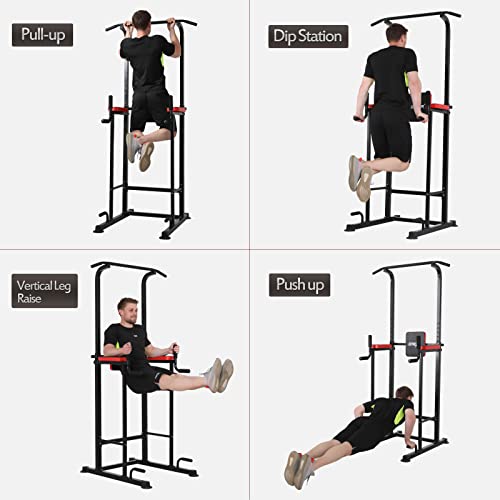 Emer Power Tower Pull Up Bar Workout Dip Station,Multi-Function Home Gym Strength Training Fitness Equipment (Black) #TOP5