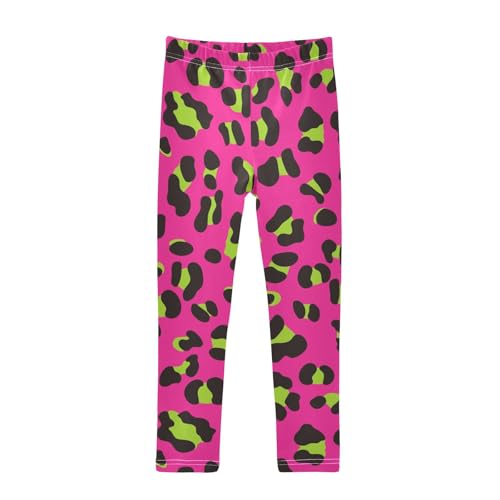 Leopard Green Girls Leggings,Workout Leggings for Girls Toddler Athletic Legging Size for 3-10T
