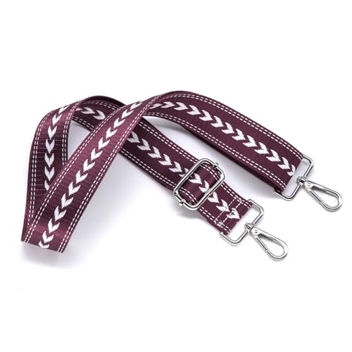 Image of S&loyoe Silver bucklePurse Straps Replacement Crossbody Bag Strap Adjustable Wide Guitar Straps for Handbags 1.5inch (Leaf pattern purple silver)