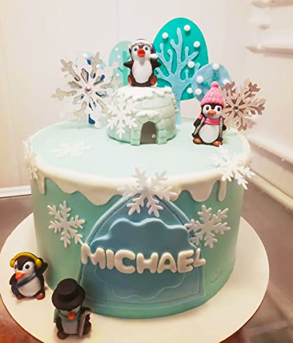 Jevenis Winter Penguin Cake Decoration Winter Onederland Cake Decoration Snowflake Cake Decoration Winter Onederland Party Supplies #TOP3