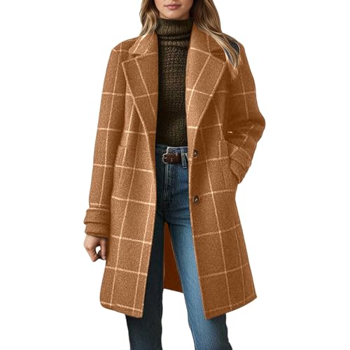 Manteau long à carreaux pour femme veste d'hiver élégante