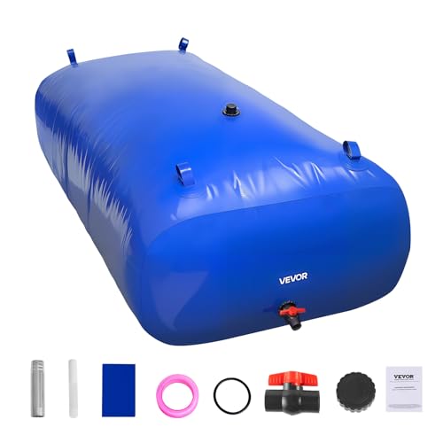 VEVOR Tanque de Agua Blanda, Depósito de Agua Flexible Plegable de PVC 1000D, Bolsa Flexible Portátil de Gran Capacidad de 1000 L para Riego de Jardines, Camping y Prevención de Incendios, Azul