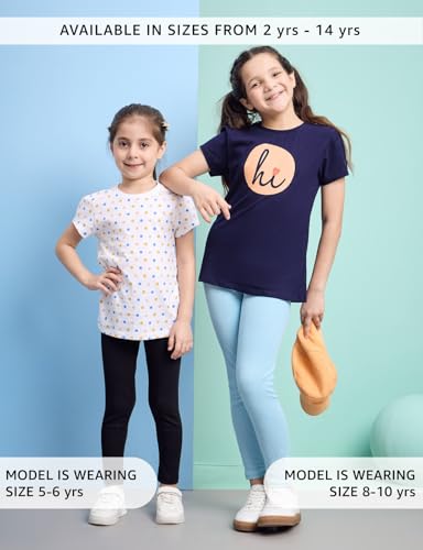 Image of Amazon Brand - Symbol Girl's Cotton Ribbed Stretchable Leggings | Ankle Length | Aged 2-14 Years