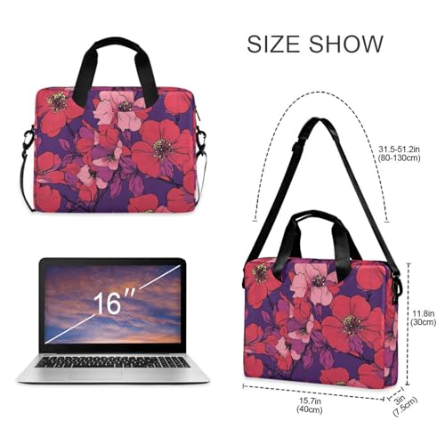 Maletín rojo con patrón de flores para laptop 13-15.6" miniatura 5