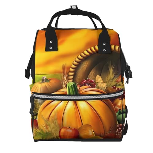 Sac à langer imprimé citrouille étanche grand sac à dos maman