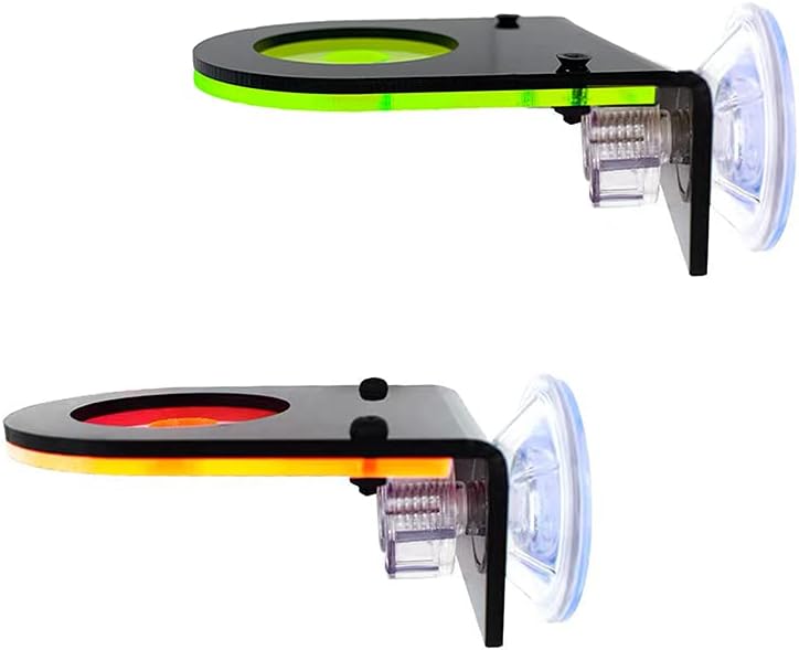 Fluorescent Green Coral Frag Holder Acrylic Coral Rack with Powerful Suction Cup and Placstic Screws Suitable for Household Fish Tanks (2pcs 1 Plug Hole Green+Orange)