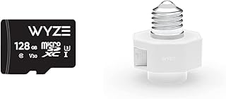 Wyze Expandable Storage 128GB MicroSDXC Card Class 10, Black & Lamp Socket Power Adapter for Wyze Cam v3 (v3 Camera Sold Separately)