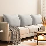 Daneey 3PCS Back Pillow for Sitting in Bed, Back Support Pillow for Couch, Back Pillow for Couch Replacement, Removable Velvet Cover, Gray