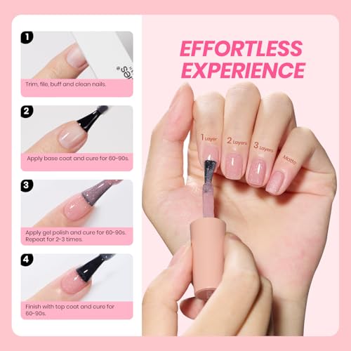 Image of Beetles Jelly Gel Nail Polish Set - 6 Colors Shimmer Gel Polish Kit Glitter Nude Pink Brown Sheer Transparent Effect Soak Off UV Lady with Dreams Collection Gift for Women