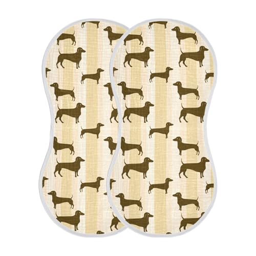 Cute Dogs Stripe Beige Baby Burp Cloths Burp Clothes Rags Muslin Burp Cloths Soft Burping Cloths for Babies Burp Cloth Bib Baby Washcloths for 22x11IN Newborn Baby Essentials,2 Pack