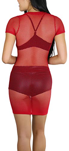 Image of ToBeInStyle Women's Stretch See Through Fishnet Novelty Mini Rave Party Dress