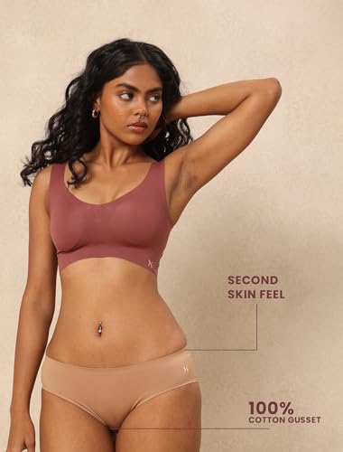Image of Krvvy Low Waist Mid Coverage Seamless Bikini Panty for Women | Ultrasoft Underwear with 100% Cotton Gusset & Ventilation Holes