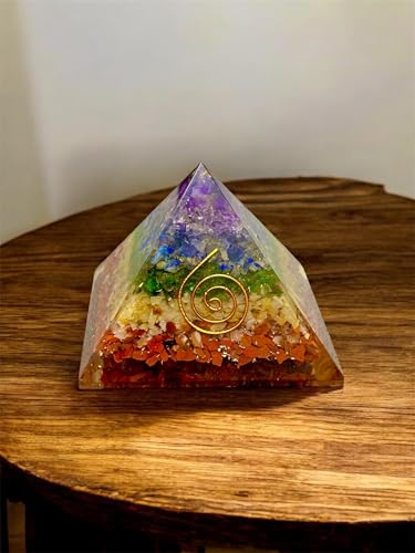 Image of 7 Chakra Orgone Pyramid | 2 Inch | Crystal Healing Energy Generator | Reiki Meditation Pyramid | Vastu & Feng Shui Pyramid | Decorative Home & Office Gift